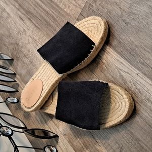 J Crew suede espadrille slide